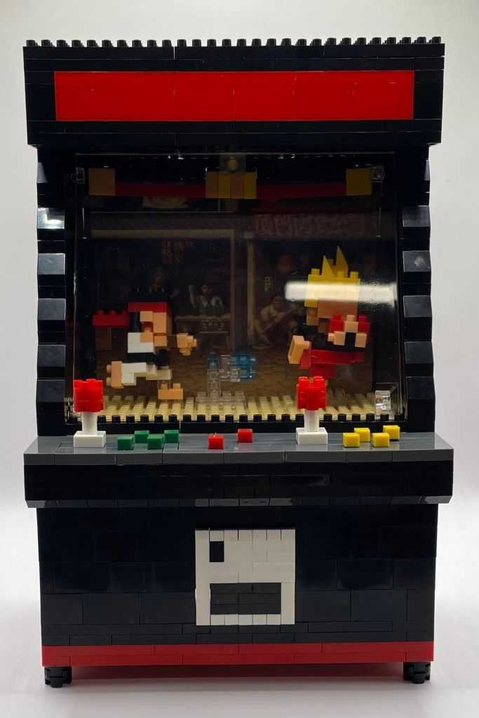 Fighting Game Arcade Cabinet Micro Block set completely built
